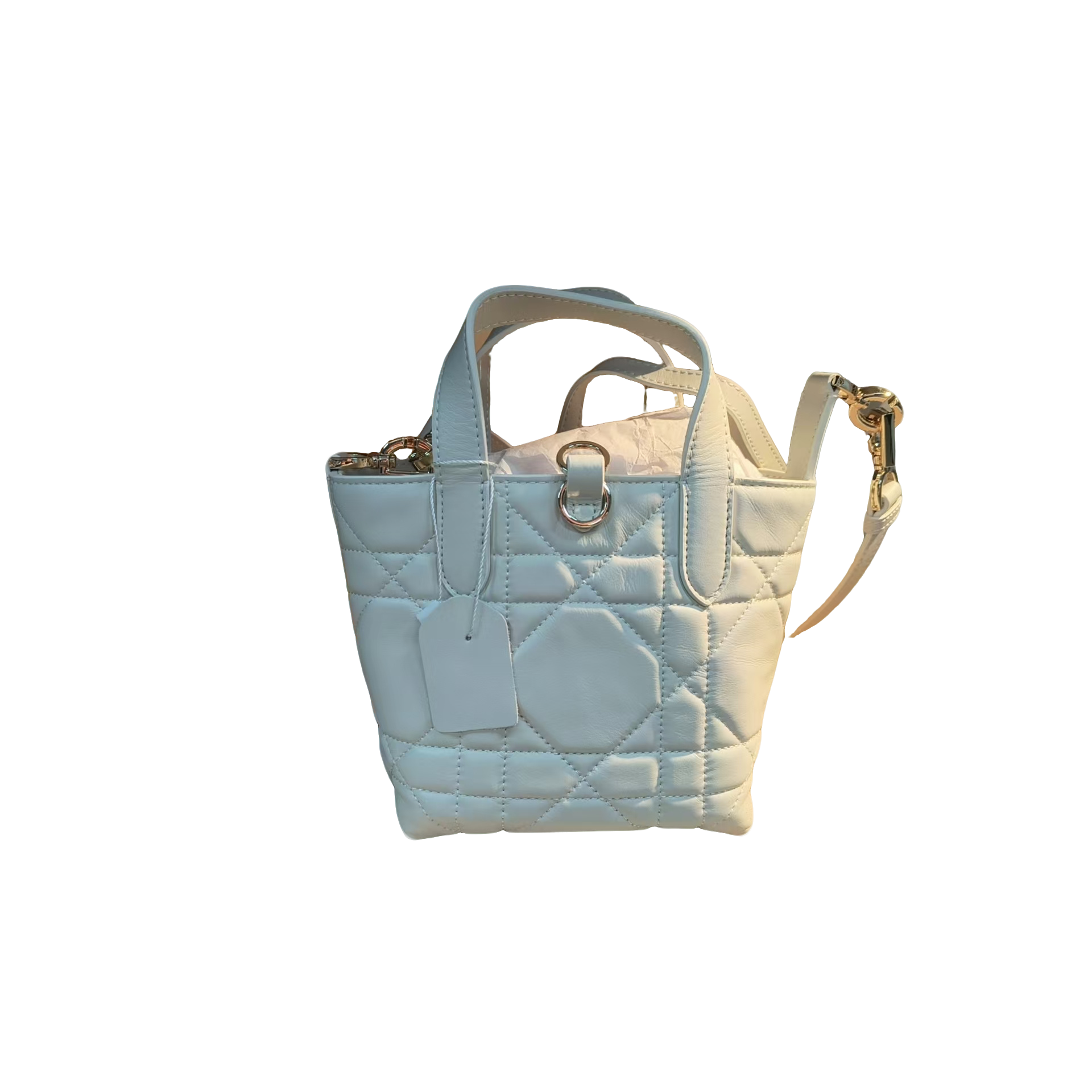 TOLEX2025新款手工时尚百搭女三格菜白色13.5cm