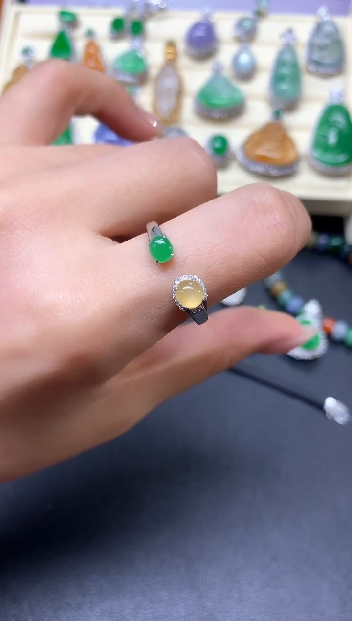 【闪购商品】翡翠戒指18K金镶嵌戒指|2400+240