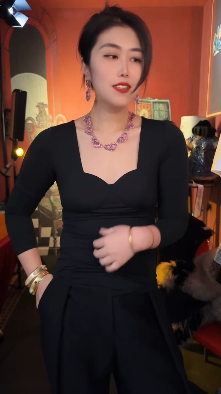 合金无合金无重工精致镶嵌款紫色亮晶晶项链耳针套装