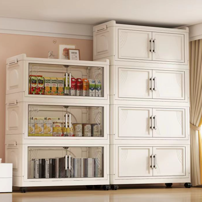 RR60cm【五层】免安装折叠儿童衣柜双开门透明密封家储物收纳