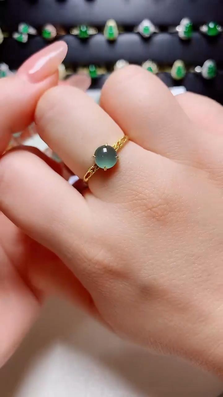 翡翠戒指银S925镶嵌天然翡翠s925银镶嵌
