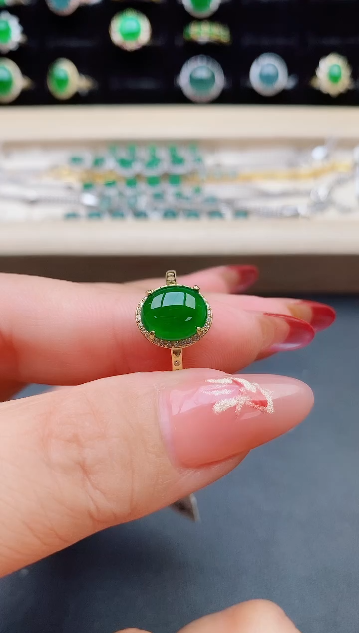 【闪购商品】翡翠戒指银S925镶嵌1321