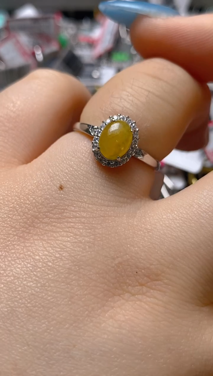 银S925镶嵌戒指翡翠百内无证书