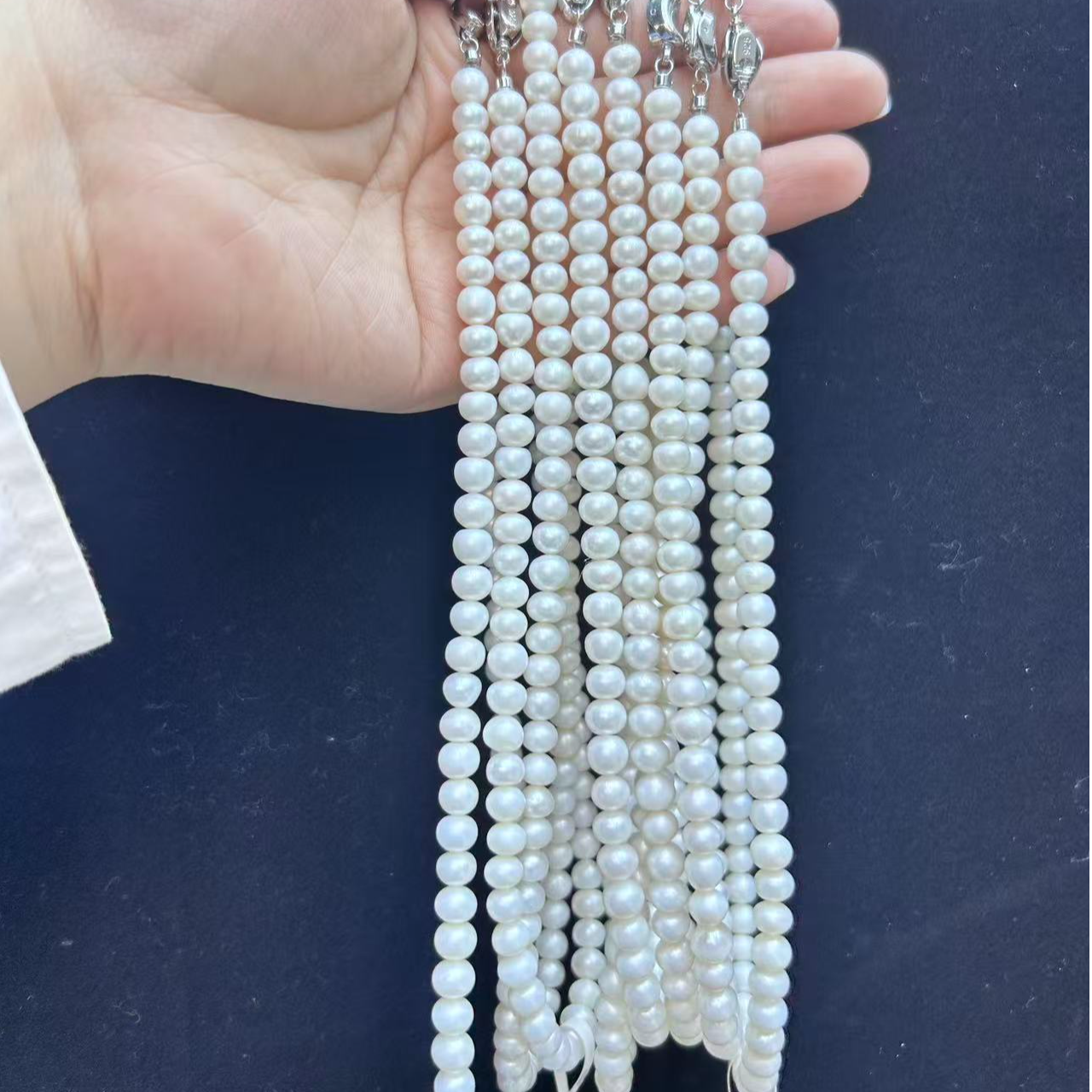 S.X./顺心 6-7mm天然淡水无核珍珠全珠链（可刮粉）