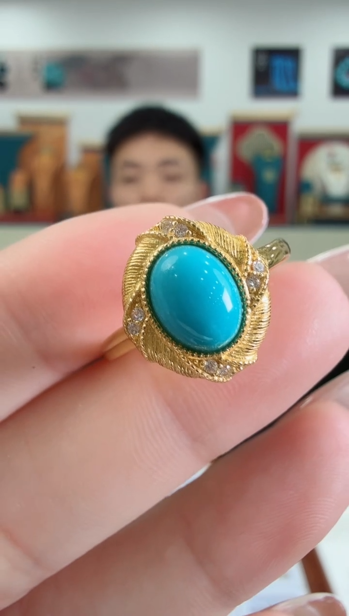 【闪购商品】绿松石戒指银S925镶嵌F05 美松戒指