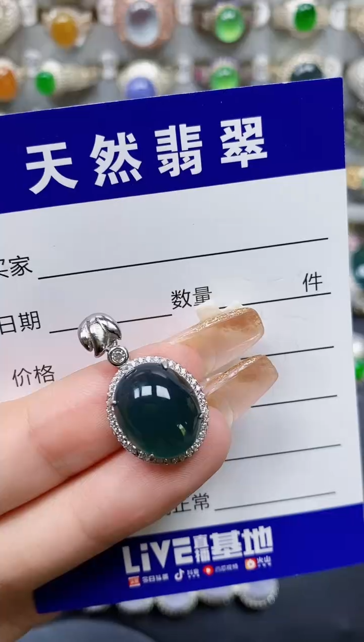 翡翠银S925镶嵌颈饰350