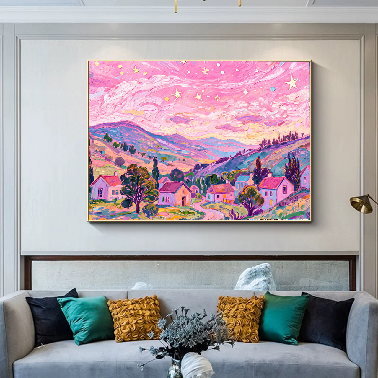 江江钻石画【粉色星空】方钻钻石画星空油画客厅玄关diy手工