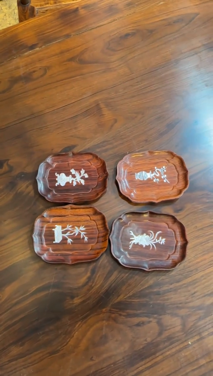 木茶杯垫四个一套