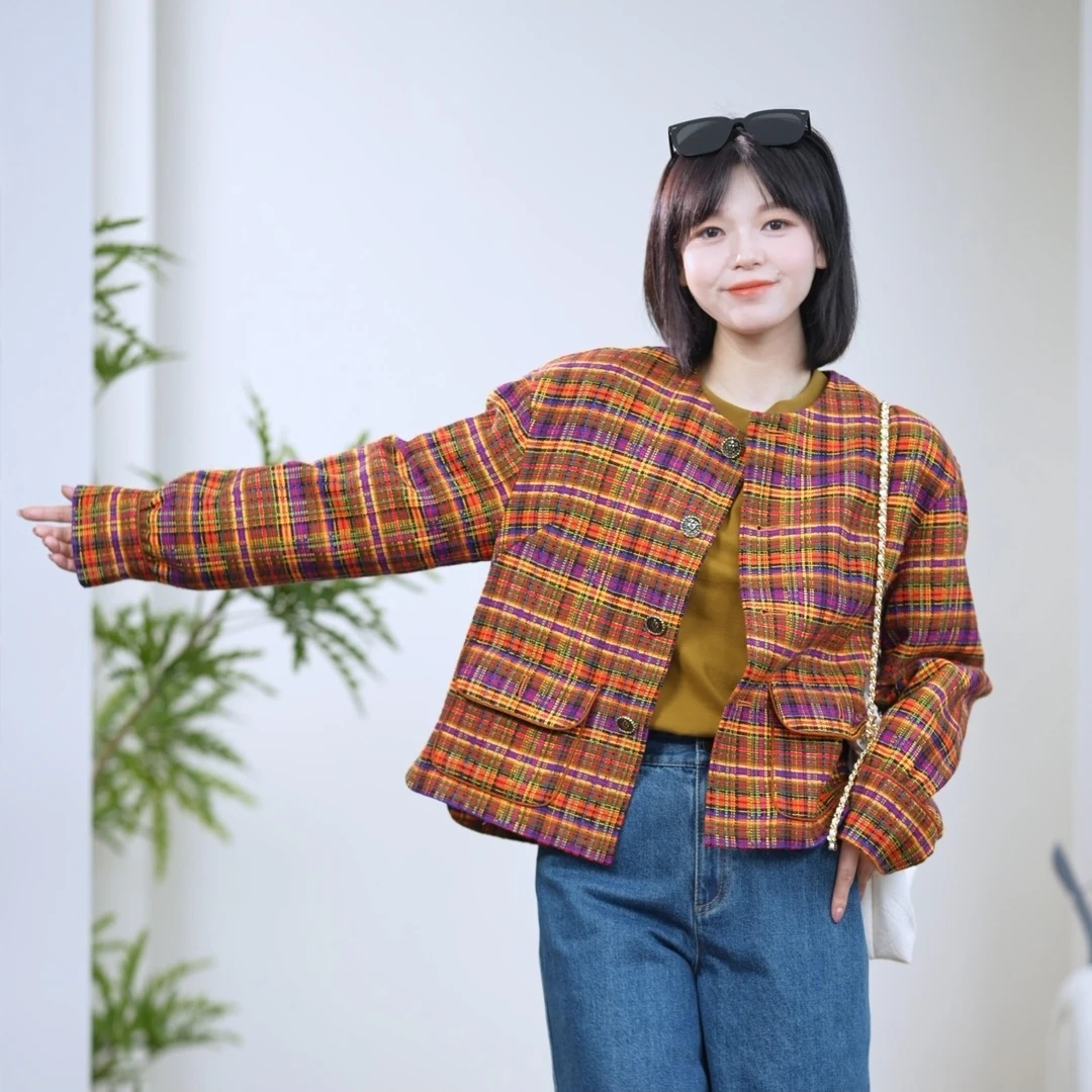 春夏休闲百搭宽松复古时尚小香风短款外套女5400912