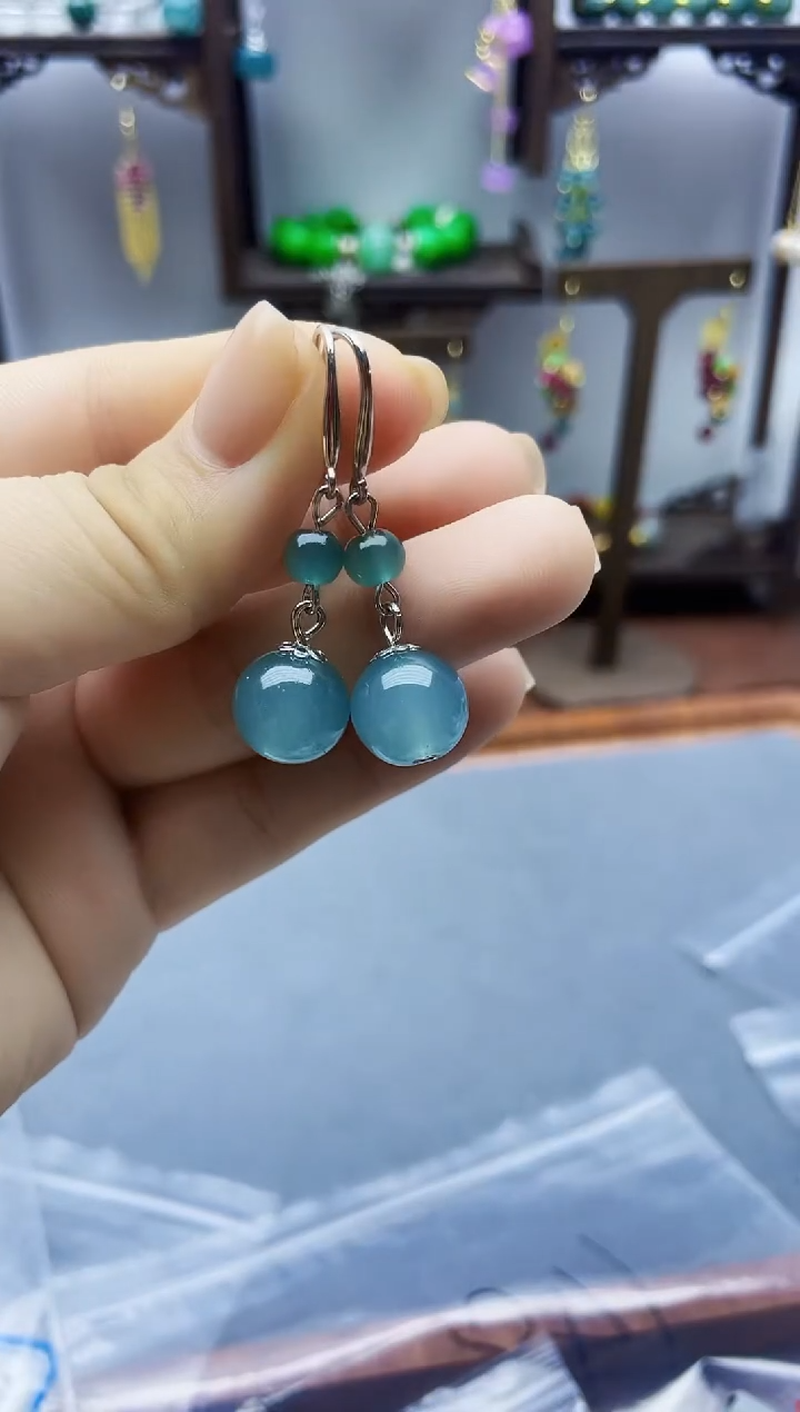 银S925镶嵌翡翠耳饰613000