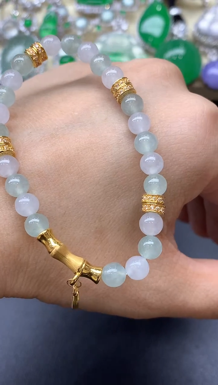 18K金镶嵌手链翡翠410-中国好珍宝