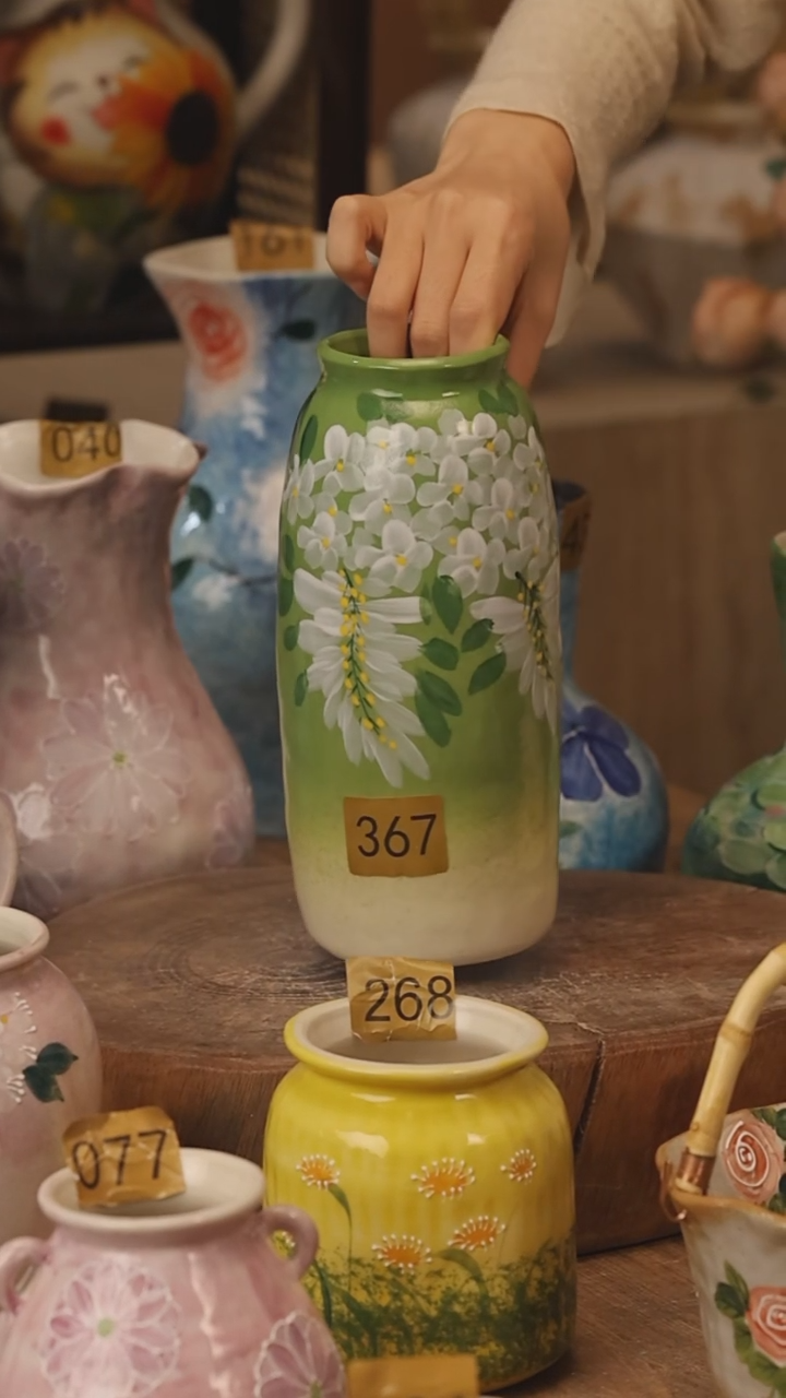 陶瓷景德镇设计师手作花器摆件侘寂风@M367@