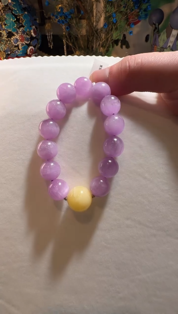 【闪购商品】锂辉石手串未镶嵌紫锂辉蜜蜡手串