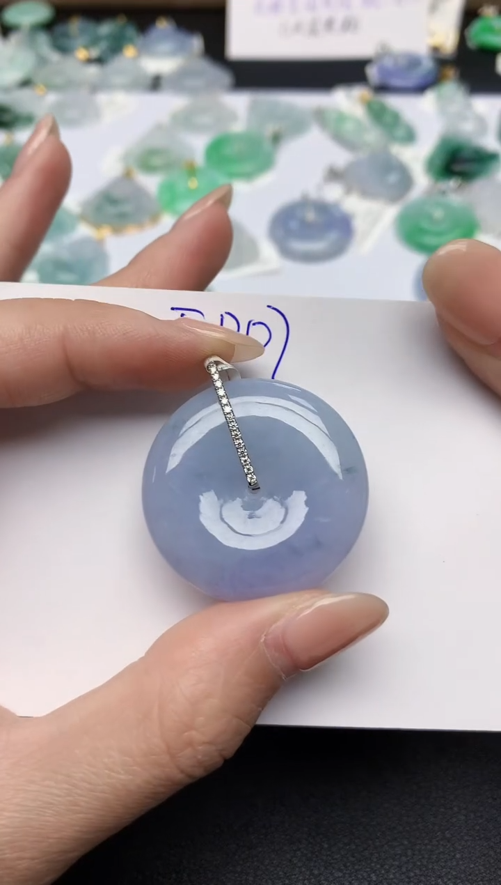 颈饰18K金镶嵌翡翠天然缅甸A货翡翠百元以上9元证书费自理