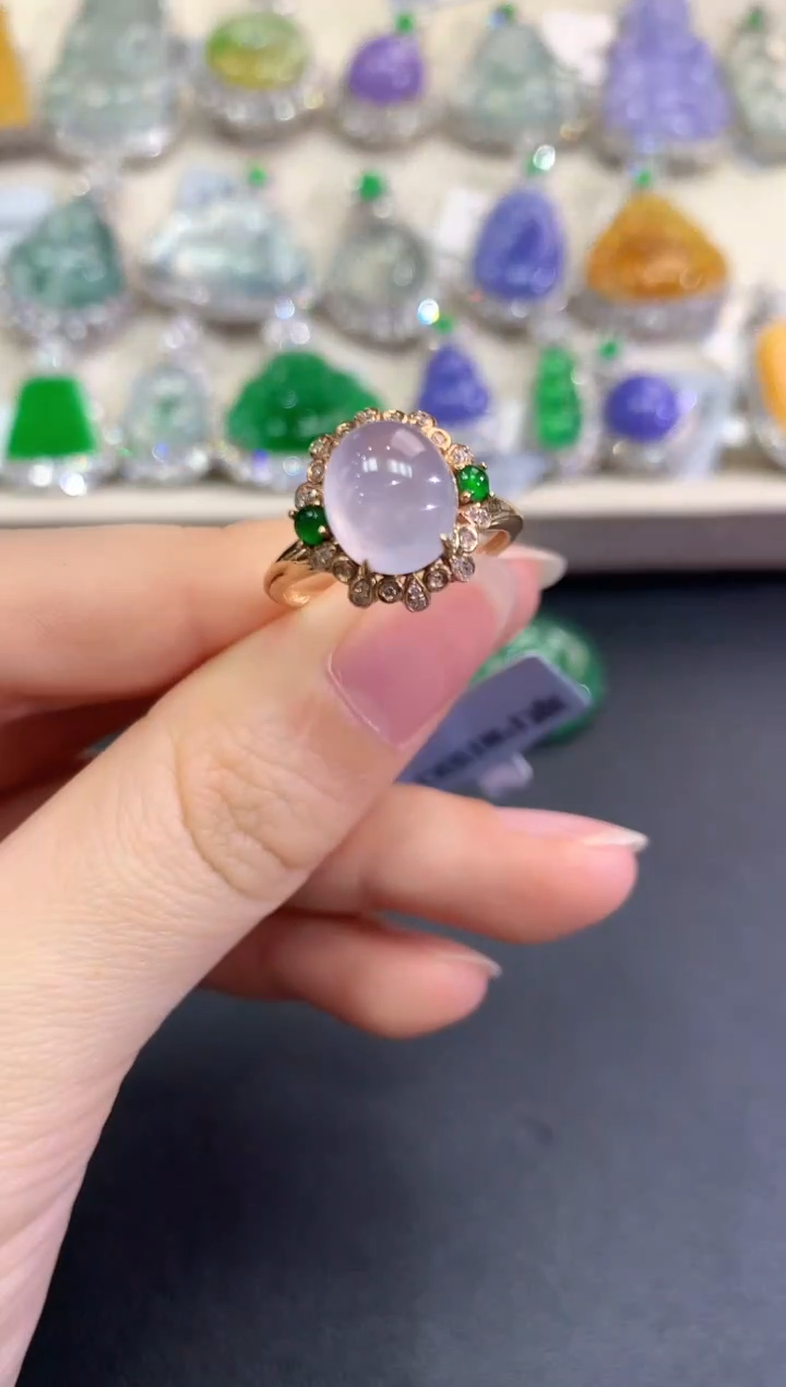 【闪购商品】翡翠戒指18K金镶嵌D3  紫货有色差