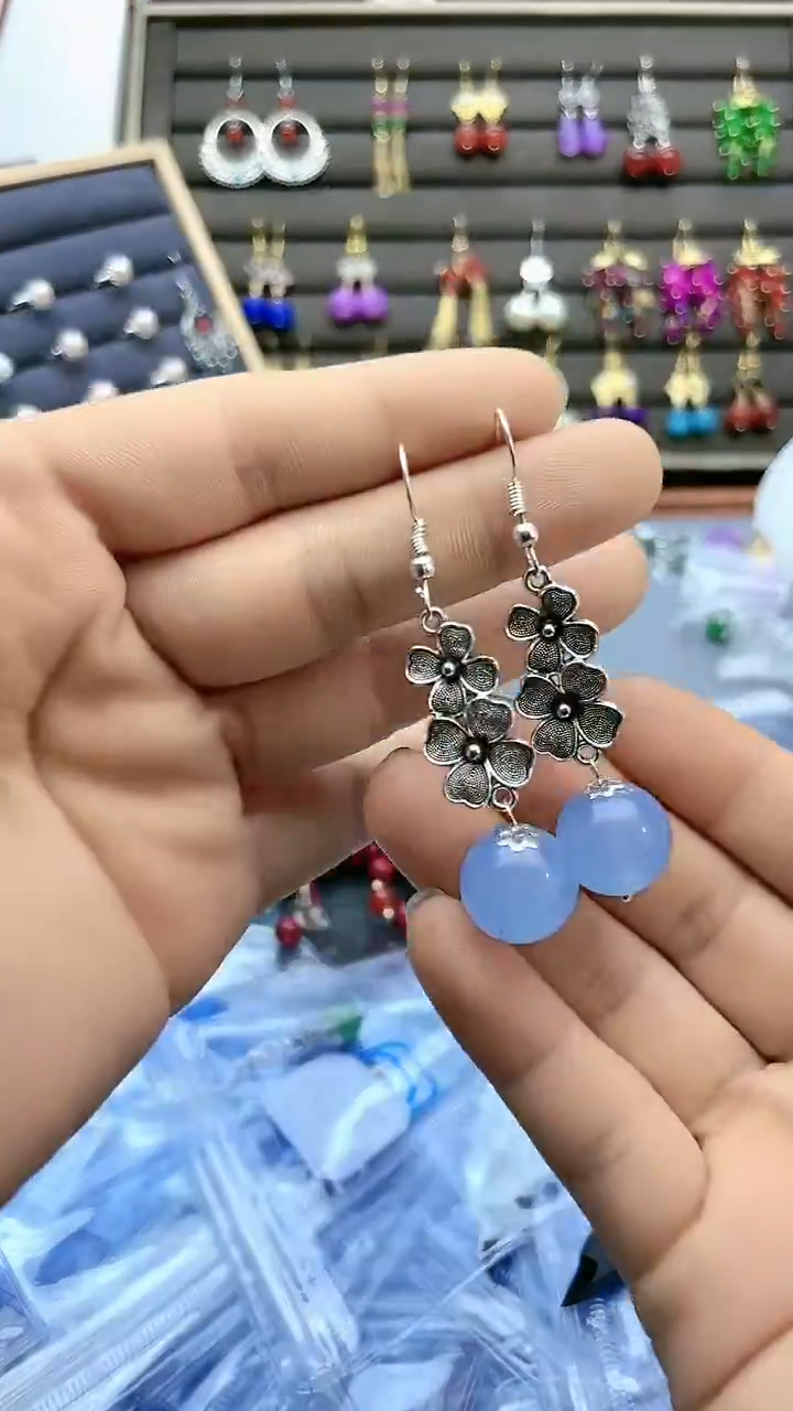 【闪购商品】海蓝宝石耳饰银S925镶嵌562000