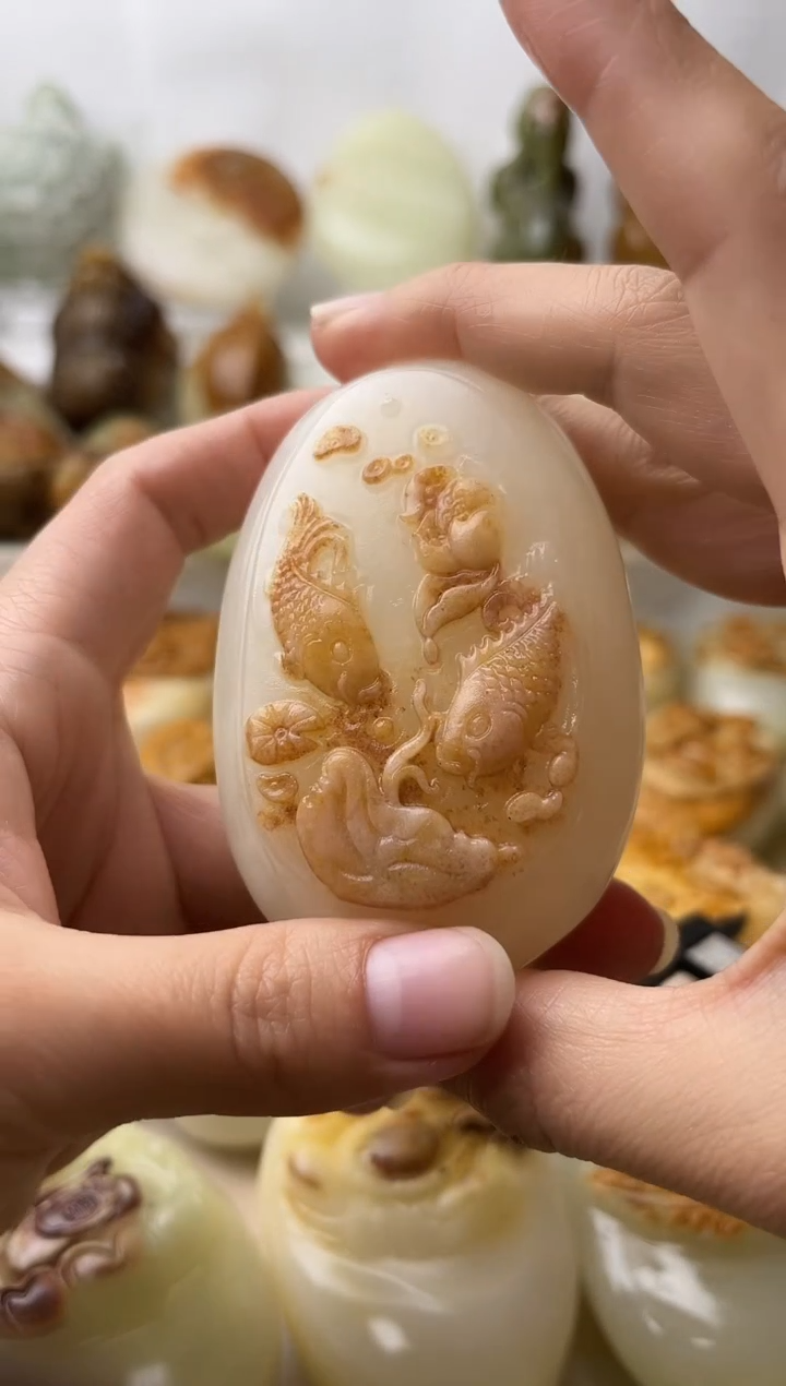 石材古青石棉纹正常不退换荷花鱼