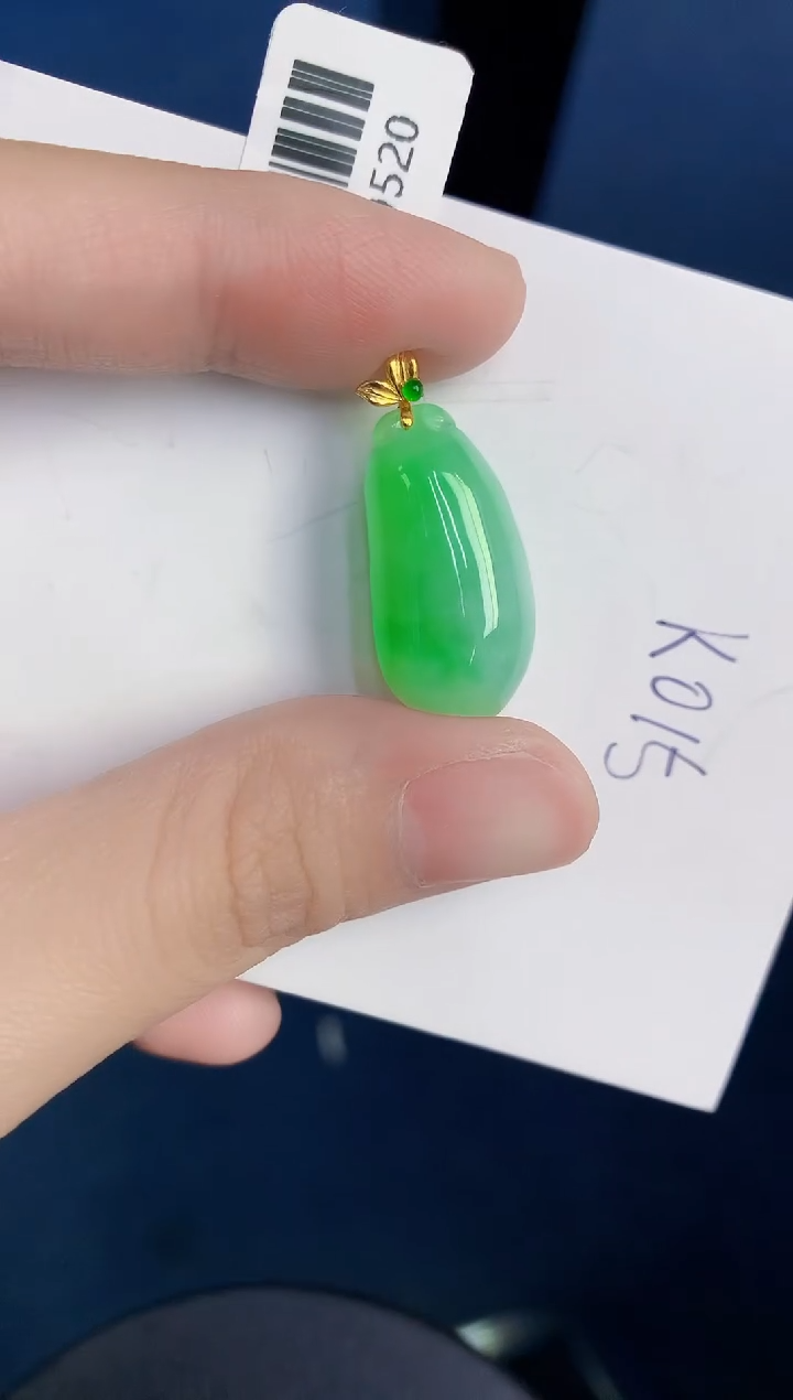 颈饰18K金镶嵌翡翠天然翡翠缅甸A货