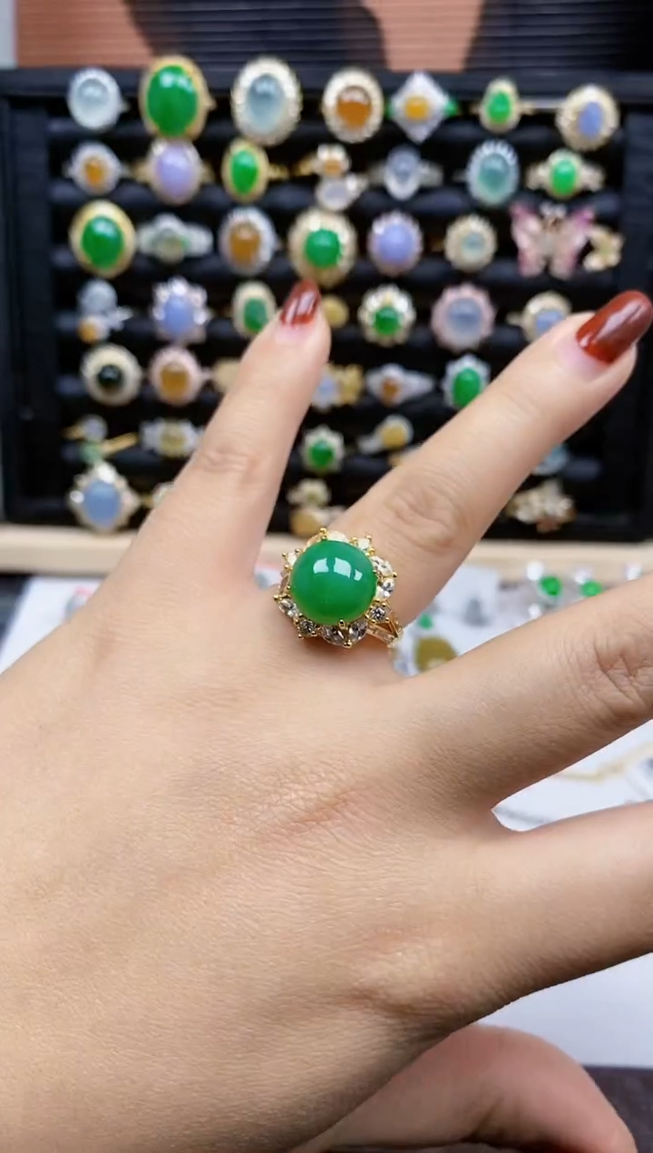 银S925镶嵌戒指翡翠160