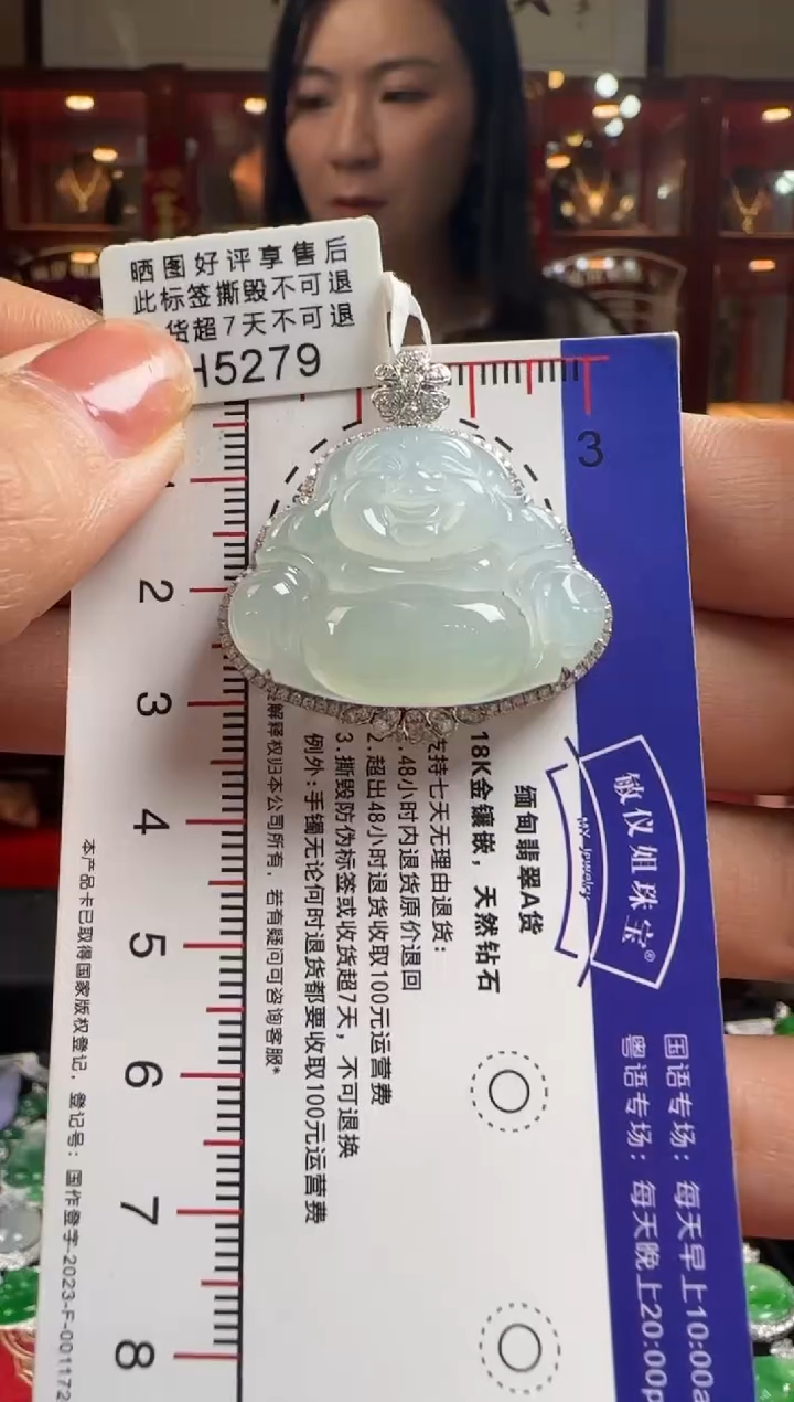 【闪购商品】翡翠颈饰18K金镶嵌H5279冰佛公