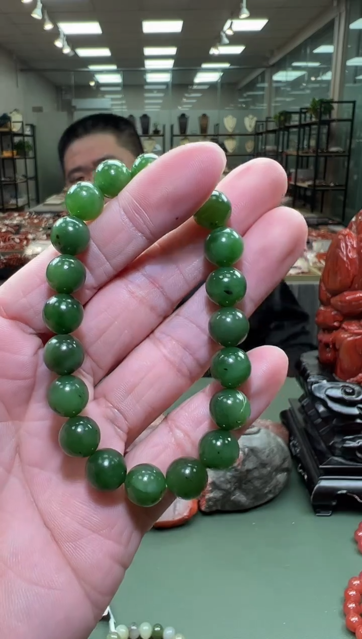 【闪购商品】和田玉单圈手串（带黑点）未镶嵌一条约9mm 多样性发货