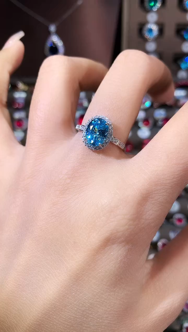 银S925镶嵌戒指碧玺79银色