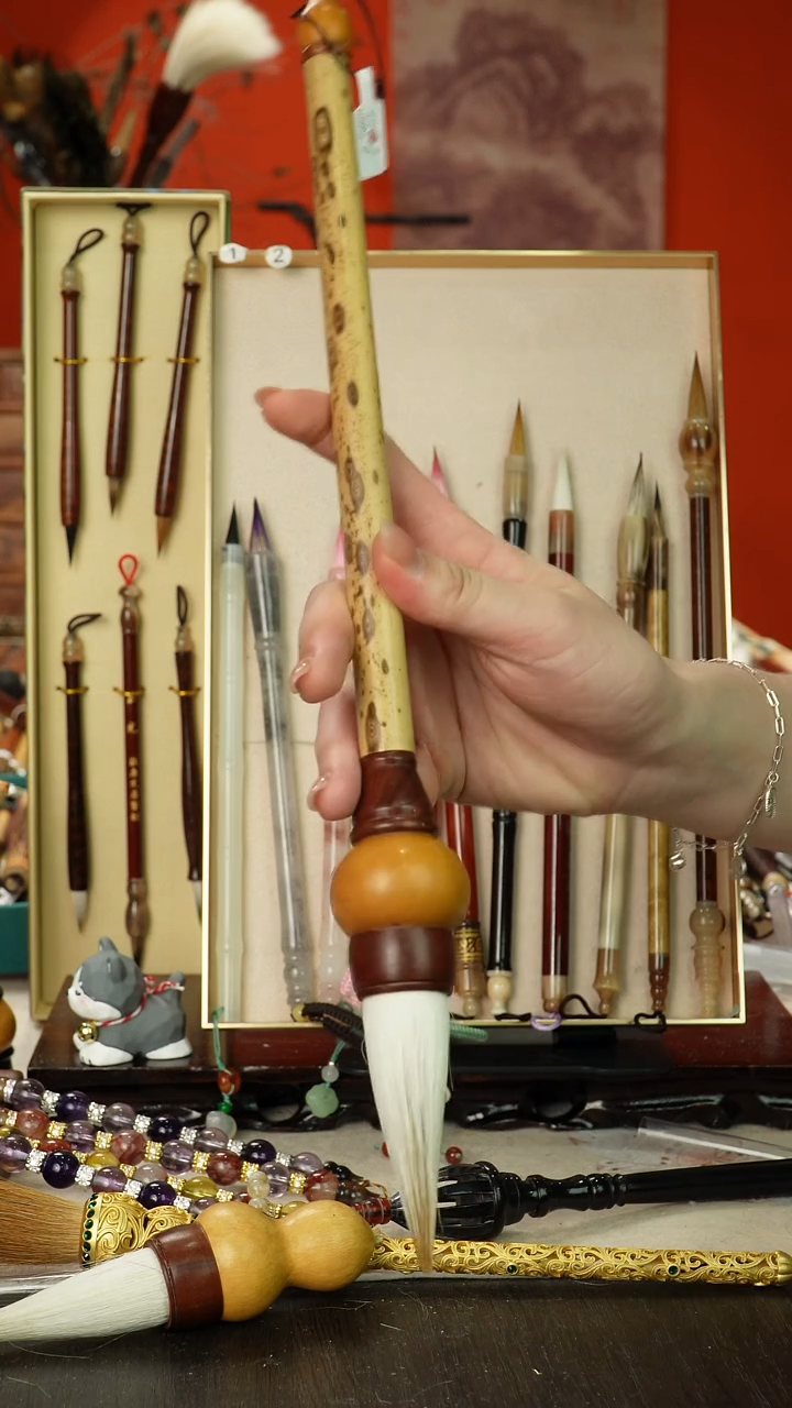 115号闪孤品高货毛笔链接 清水试笔 蘸墨不退