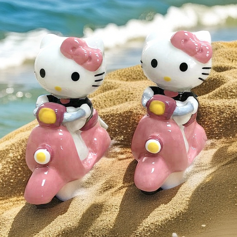 可爱KT猫卧室装饰卡通陶瓷KT摩托车造型摆件kitty凯蒂猫装饰摆件