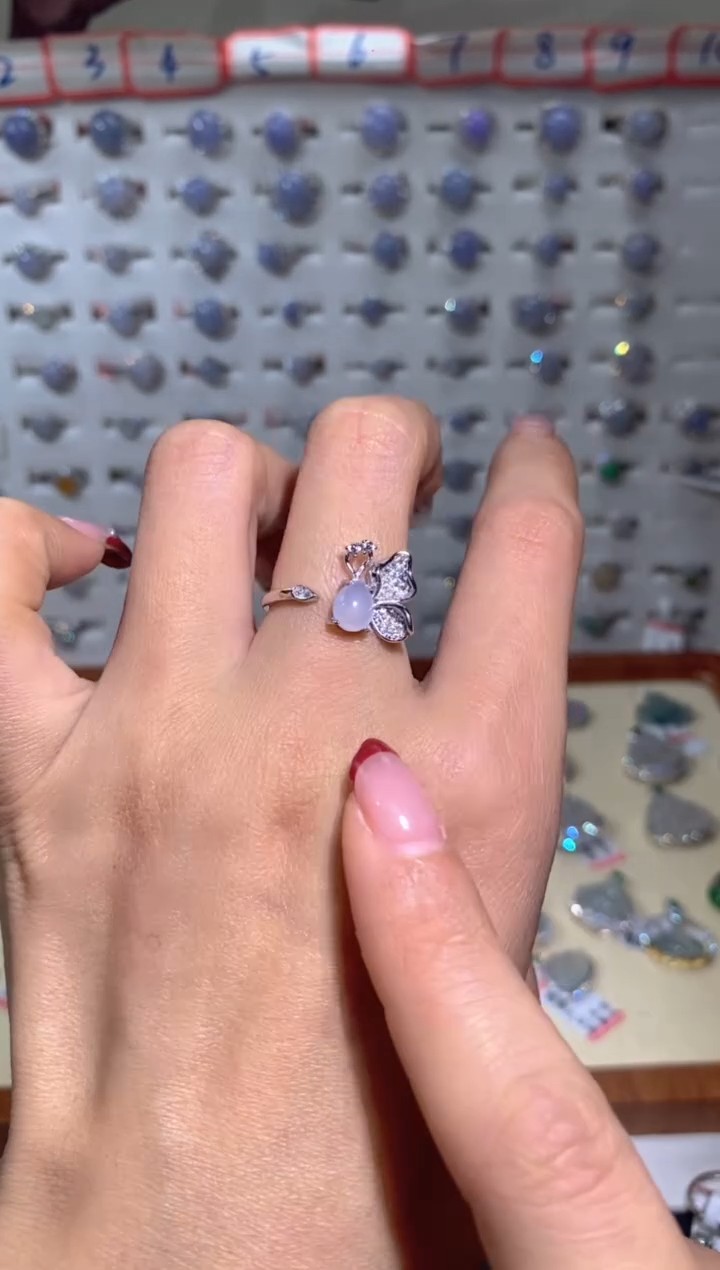 【闪购商品】翡翠戒指银S925镶嵌天然a货翡翠