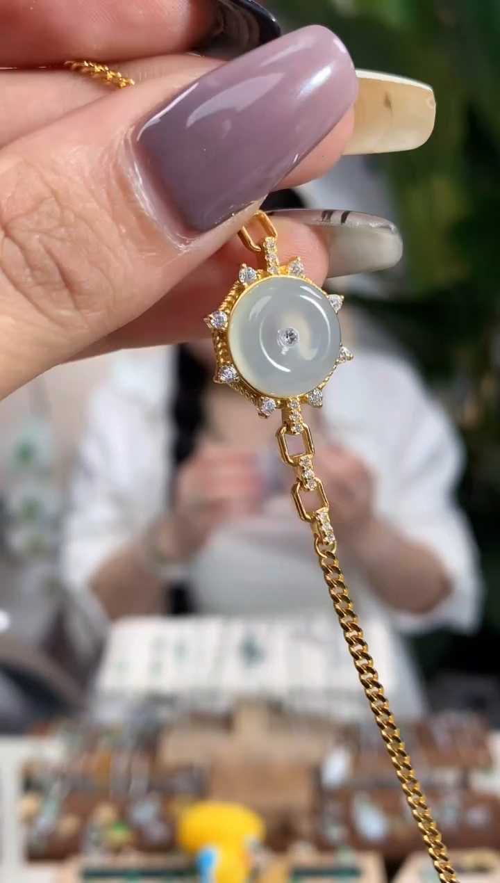 银S925镶嵌手链翡翠【挽石珠宝】天然缅甸翡翠手链