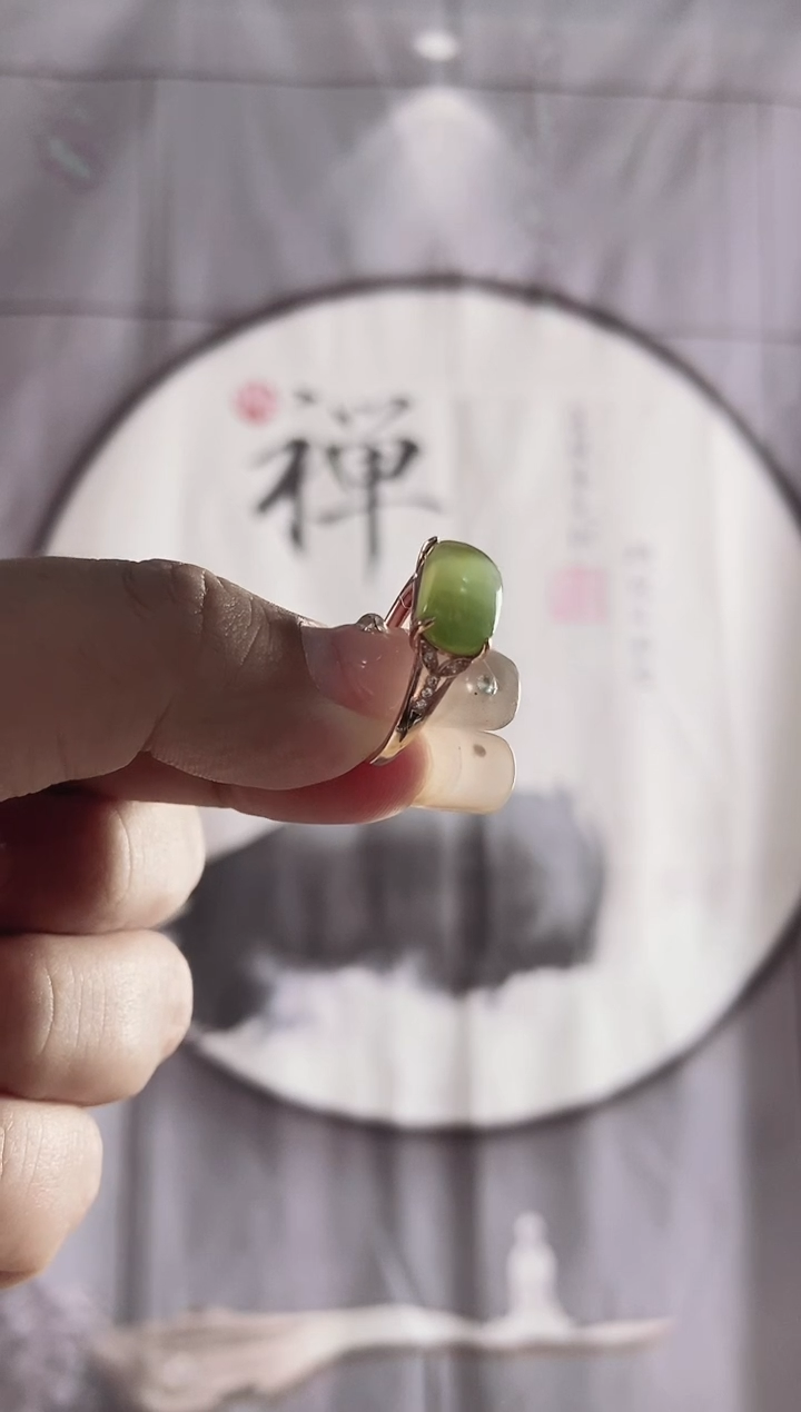 和田玉（碧玉）戒指银S925镶嵌（马鞍戒）多样性发货