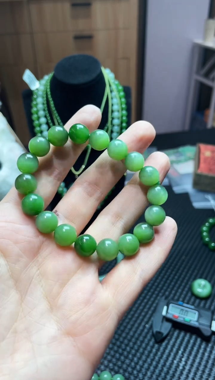 颈饰未镶嵌和田玉和田玉碧玉手串11mm