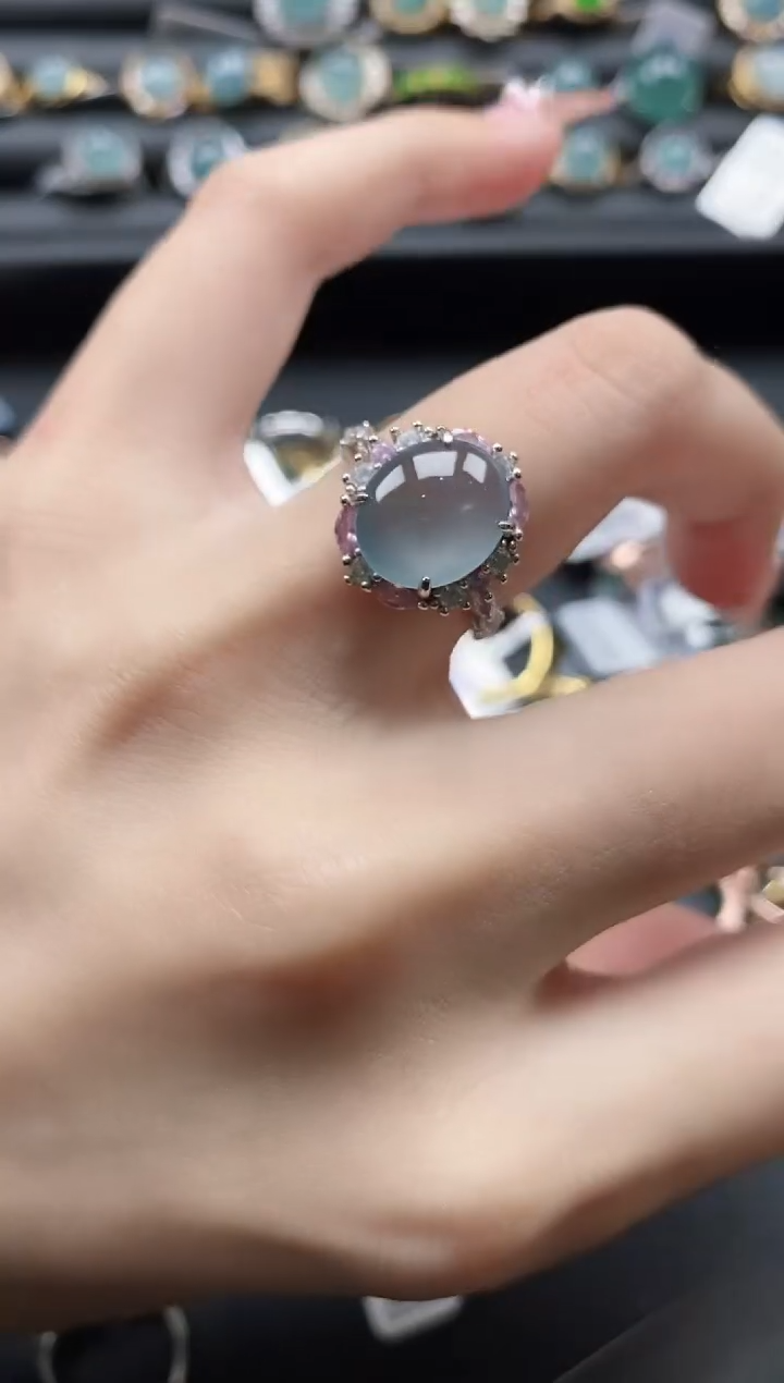 【闪购商品】翡翠戒指银S925镶嵌11111