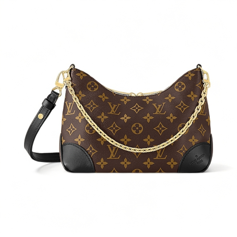 99新 LV LouisVuitton/路易威登黑牛角包单肩斜挎时尚轻奢米兰