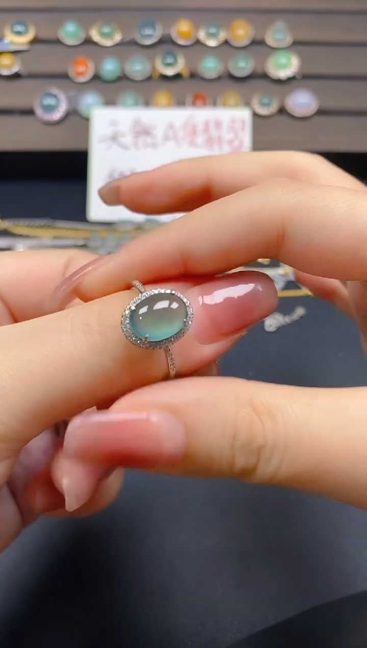 翡翠戒指银S925镶嵌74