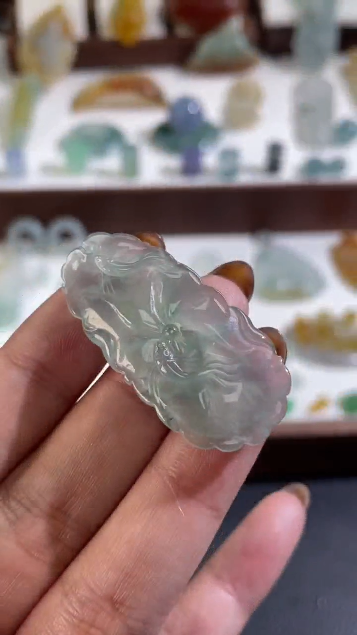 【闪购商品】定制翡翠未镶嵌40.8*19.3*3.8荷叶鱼498