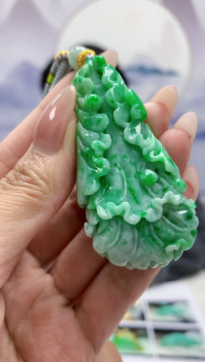 【闪购商品】定制翡翠未镶嵌5060MM-毛货挂件134赠珠链