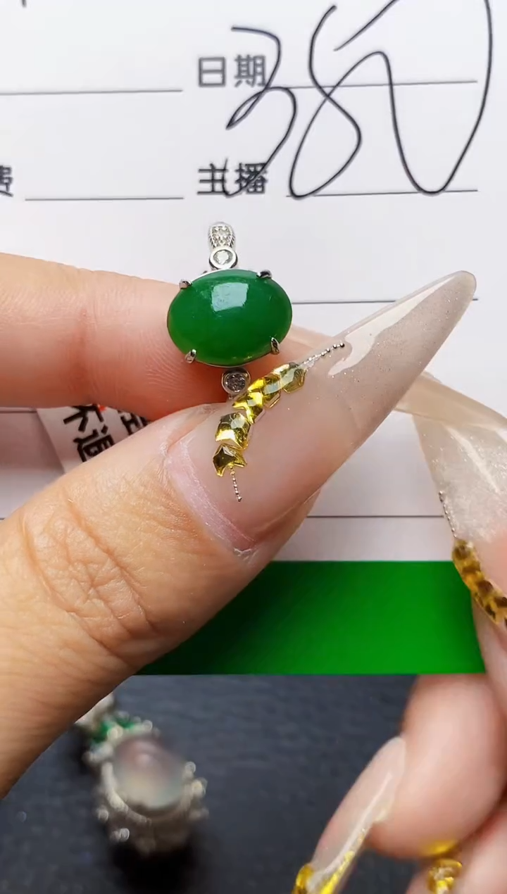 银S925镶嵌戒指翡翠3638