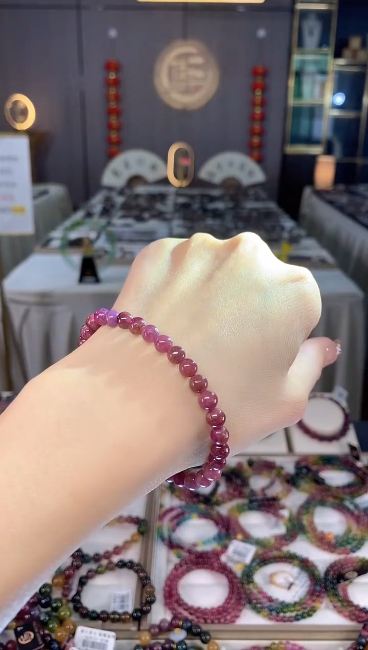 未镶嵌老矿碧玺色标单圈手串mm+碧玺dan多样性发货一条