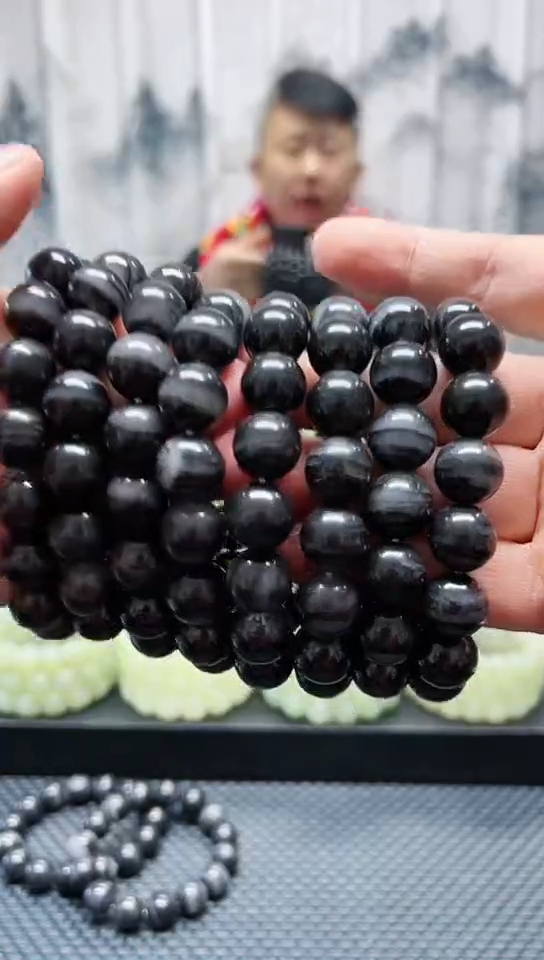 未镶嵌手串和田玉戈壁青花卡14纯天然