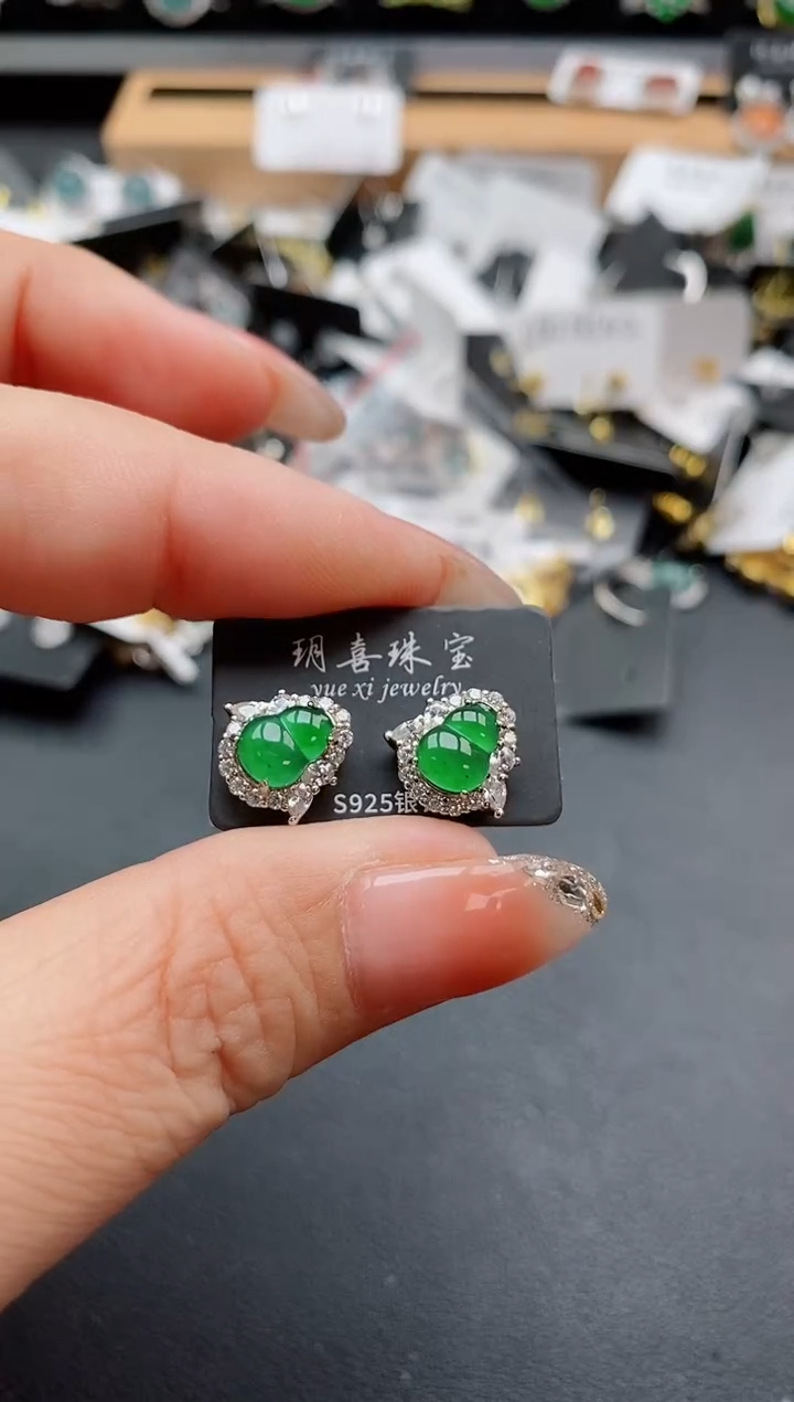 银S925镶嵌戒指翡翠1