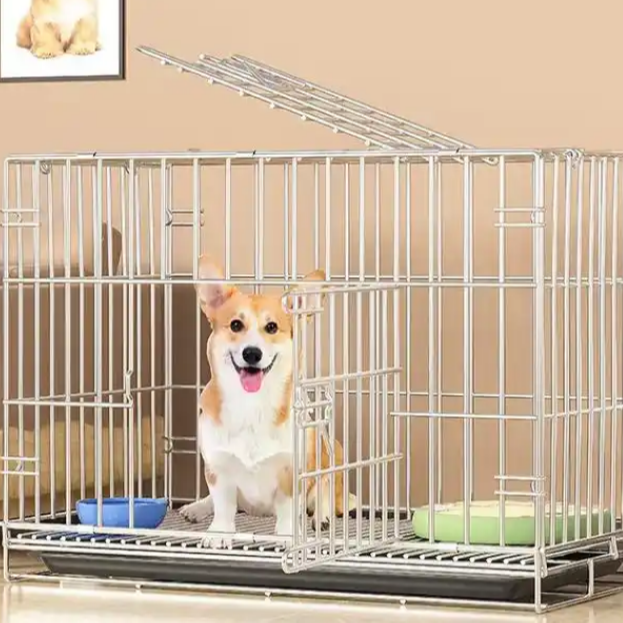宠物笼子加粗加固可折叠带厕所中小型犬猫兔笼家用运输