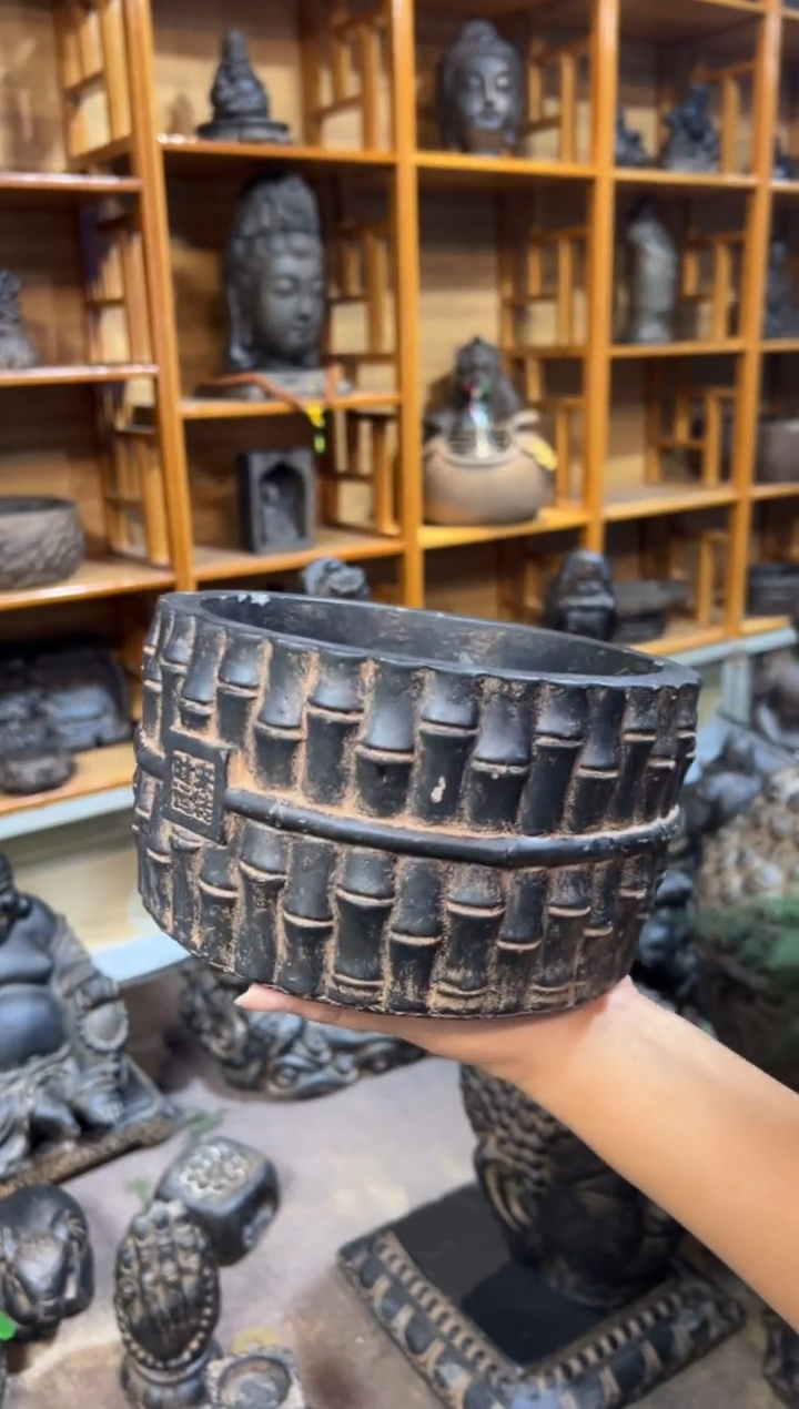 陶土时来运转竹节盆