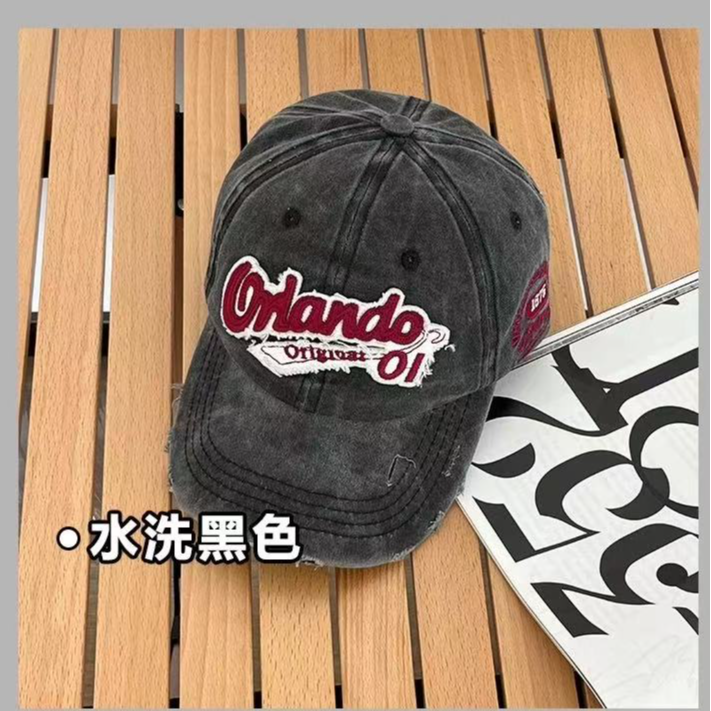 复古做旧棒球帽子女春夏季水洗破洞牛仔显脸小遮阳防晒鸭舌帽