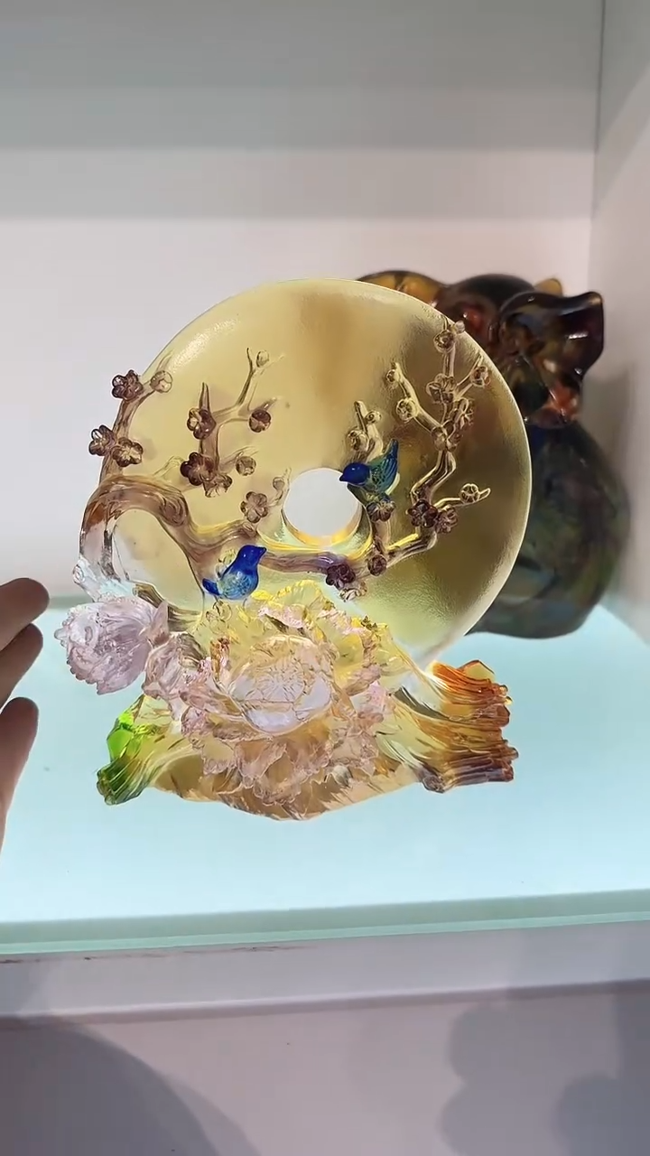 手工艺品琉璃花好月圆