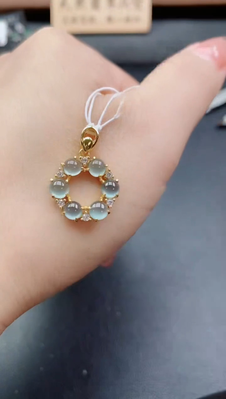 吊坠(赠链)银S925镶嵌翡翠1