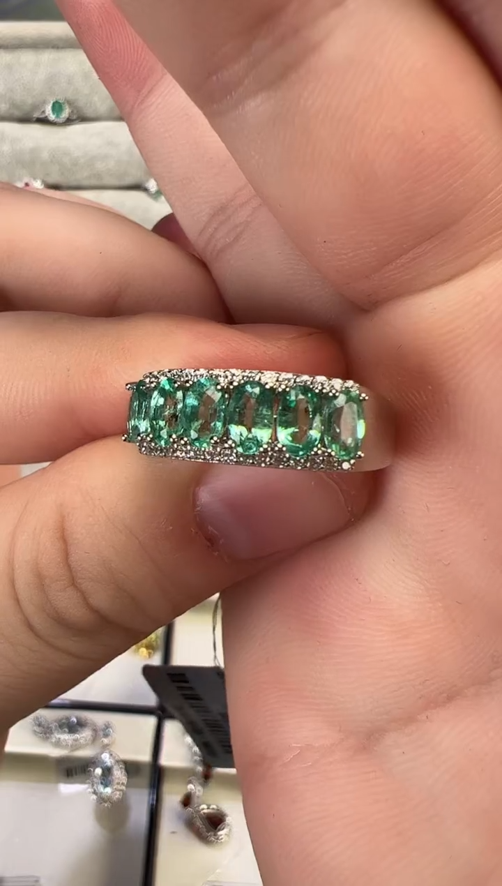 【闪购商品】祖母绿戒指银S925镶嵌祖母绿戒指