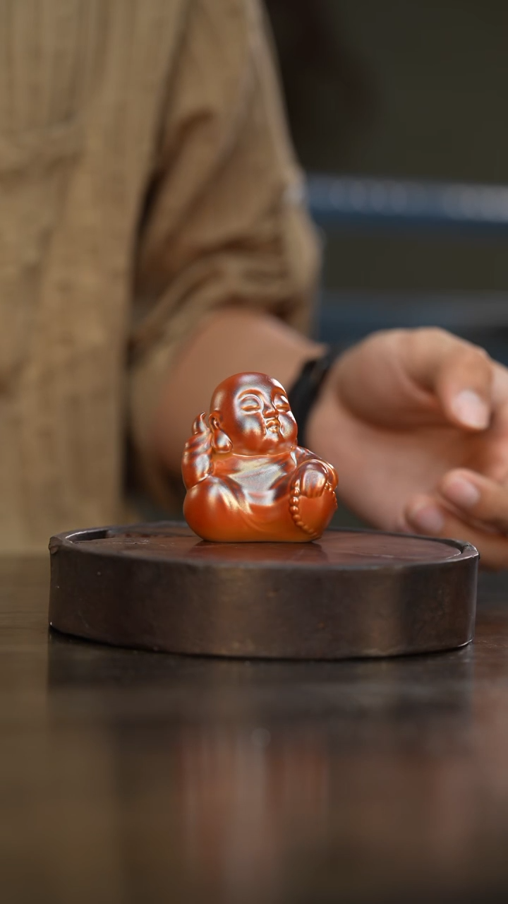 29柴房陶瓷柴烧金玉和尚摆件