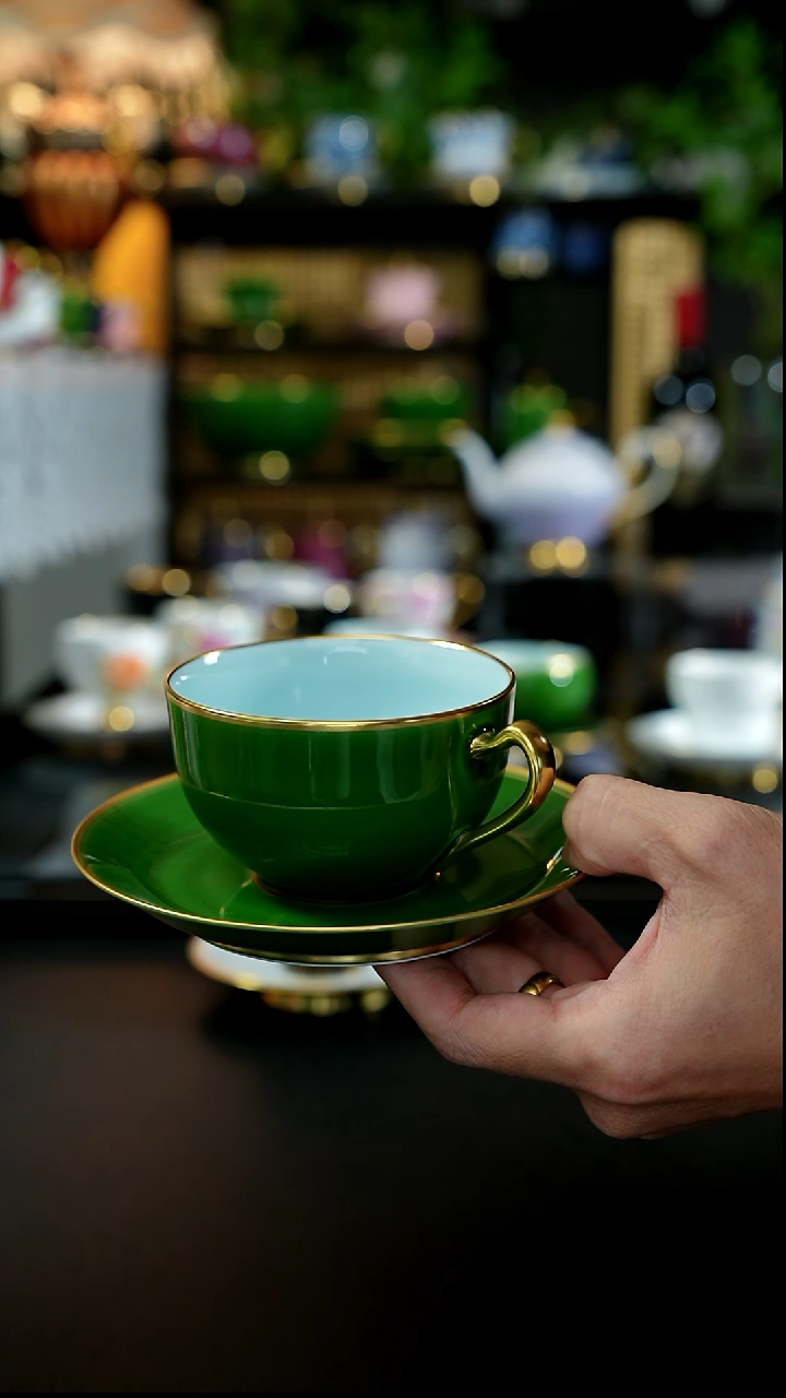 樱****）简影杯碟，翡翠绿