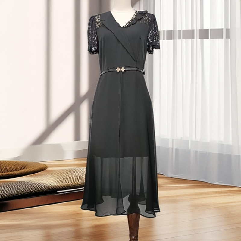 夏季时尚优雅洋气蕾丝拼接连衣裙T293